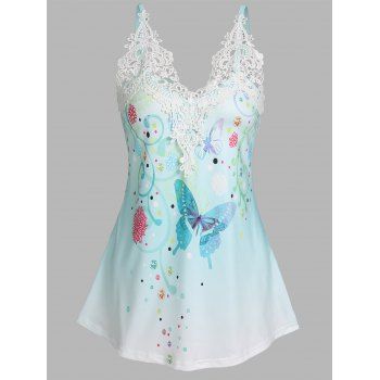 

Ombre Butterfly Guipure Lace Cami Tank Top, Light green