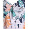 Leaf Flower Print Sundress Flounce Midi Cami Dress - WHITE XXXL