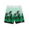 Drawstring Palm Tree Ombre Pocket Board Shorts - GREEN XXL
