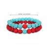 2Pcs Colorblock Faux Turquoise Beading Bracelets - RED 