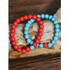 2Pcs Colorblock Faux Turquoise Beading Bracelets - RED 