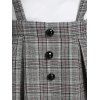 Vintage Ruched Off The Shoulder Tee and Crisscross Plaid Suspender Skirt Set - WHITE L