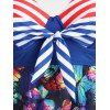 Plus Size & Curve Halter Underwire Backless Butterfly Print Tankini Swimsuit - DEEP BLUE 1X