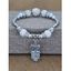 Bracelet en Perles avec Pendentif Hibou Style Rétro - Blanc 