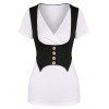 Ensemble de T-shirt de Base Bicolore Superposé et de Gilet - Blanc L