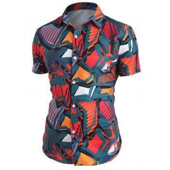 Geometric Pattern Button Up Shirt