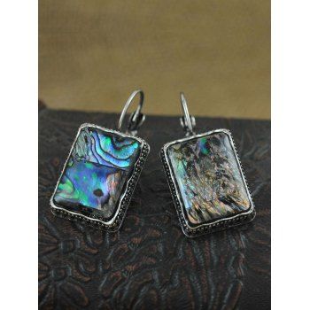 

Shell Print Geometric Retro Earrings, Silver