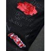 Flower Letter Embroidery Scratches Denim Pants - BLACK 30