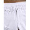 Pantalon en Jean Style Délavé et Déchiré avec Fermeture Éclair - Blanc 32
