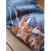 Monkey King Embroidery Patchwork Scratches Jeans - BLUE 38