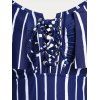 Plus Size Striped Lace-up Flounce One-piece Swimsuit - DEEP BLUE 4X