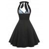 Plaid Knotted Corset Style A Line Dress - BLACK XXXL