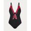 Knot Piping Colorblock Plus Size One-piece Swimsuit - BLACK 2X