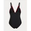 Knot Piping Colorblock Plus Size One-piece Swimsuit - BLACK 5X