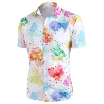 

Splatter Paint Short Sleeve Shirt, Multicolor a