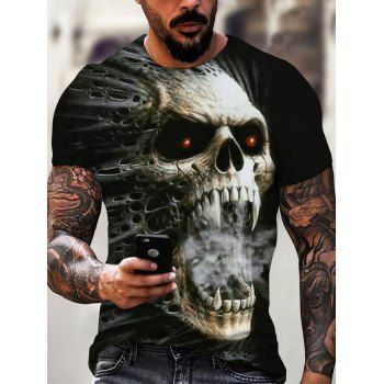 Skull Print Short Sleeve Gothic T-shirt