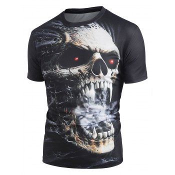 

Skull Print Short Sleeve Gothic T-shirt, Multicolor