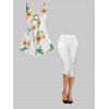 Sunflower O Ring Tank Top and Capri Leggings Outfit - WHITE M