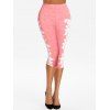 Floral Chiffon Cami Top and Crochet Capri Leggings Outfit - LIGHT PINK M