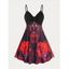 Plus Size & Curve Rose Butterfly Print Knee Length Dress - RED L | US 12