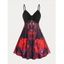 Plus Size & Curve Rose Butterfly Print Knee Length Dress - RED S | US 8