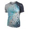 Short Sleeve Water Droplets Print T-shirt - multicolor 3XL