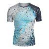 Short Sleeve Water Droplets Print T-shirt - multicolor 3XL