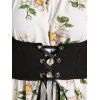 Floral Off Shoulder Dress and Lace Up Corset Style Top Set - WHITE XXL