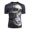 Skull Print Short Sleeve Gothic T-shirt - multicolor 3XL