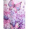 Floral Butterfly Print Lace Tank Top - LIGHT PURPLE M