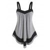 Plus Size Tank Top Two Tone Color Ruched Sweetheart Neck Swing Tank Top - GRAY L