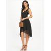 Plunging Neck Ruched Bust Chiffon Dress - BLACK L