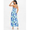 Vacation Sundress Tropical Leaf Palm Print Cross Strappy Surplice Maxi Dress - BLUE M