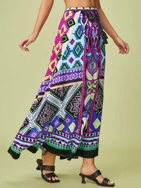 Colorful Tribal Pattern Bohemian Maxi Skirt
