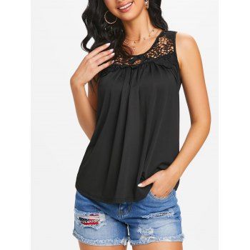 

Lace Panel Lace-up Irregular Tank Top, Black