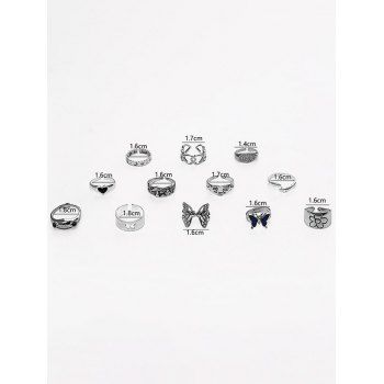 12 Pcs Butterfly Heart Hollow Out Ring Set