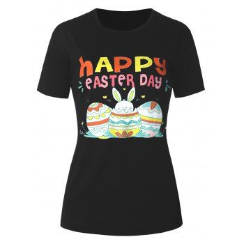 

Rabbit Easter Eggs Slogan Tee, Black