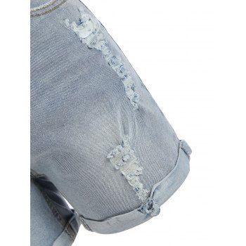 Buy Ripped Cuffed Hem Jean Denim Shorts. Picture