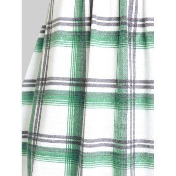 Plus Size & Curve Keyhole Crossover Plaid 2 in 1 Tee