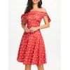 Off Shoulder Heart Print Knotted Dress - RED 2XL