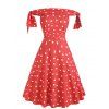 Off Shoulder Heart Print Knotted Dress - RED 2XL
