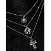 Cross Map Faux Turquoise Layered Pendant Necklace - SILVER 