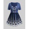 Plus Size & Curve Embroidered Skirted T-shirt - DEEP BLUE 3X
