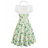 Robe Ligne A Marguerite Fleurie Epaule Dénudée à Col Halter - Blanc M
