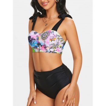 

Painting Print Padded Tankini Swimsuit, Multicolor