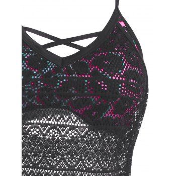 Kaufen Tummy Control Swimsuit Leopard Panel Lace Ruched Double Up Tankini Swimwear. Bild