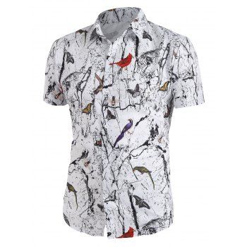 

Animal Insect Marble Print Short Sleeve Shirt, White