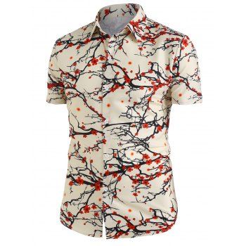 

Floral Plum Blossom Button Up Shirt, Multicolor a