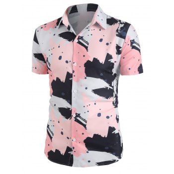

Splatter Painting Print Short Sleeve Shirt, Multicolor a