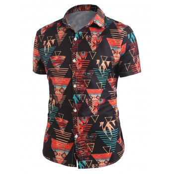 

Geometric Print Short Sleeve Shirt, Black
